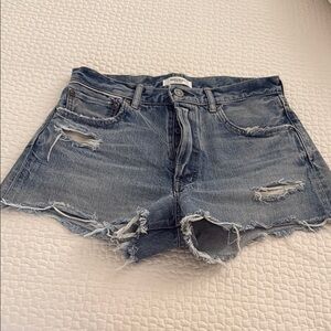 Moussy Blue Distressed Jean Shorts